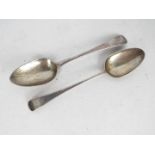 Two early 19th century hallmarked silver tablespoons, London assay marks George III and William IV,