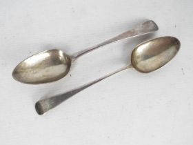 Two early 19th century hallmarked silver tablespoons, London assay marks George III and William IV,