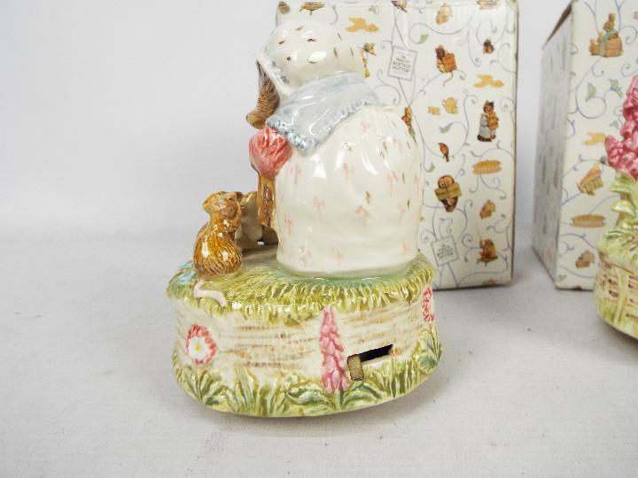 Beatrix Potter - two ceramic musicals comprising Mrs Tiggy-Winkle playing tune 'In the garden' # - Image 4 of 5