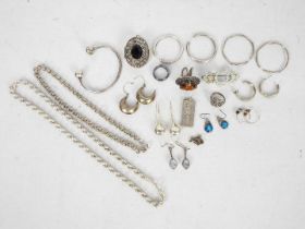Various silver and white metal jewellery to include ingot pendant, earrings, necklaces,