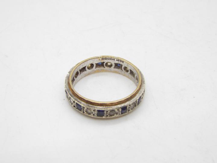 A 9ct gold sapphire and white stone eternity ring, size O , approximately 3.8 grams. - Image 3 of 3