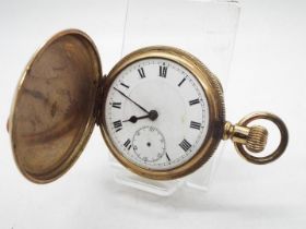 A gold plated, full hunter pocket watch.
