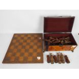 A Chinese style chess set and board with 13 cm king.