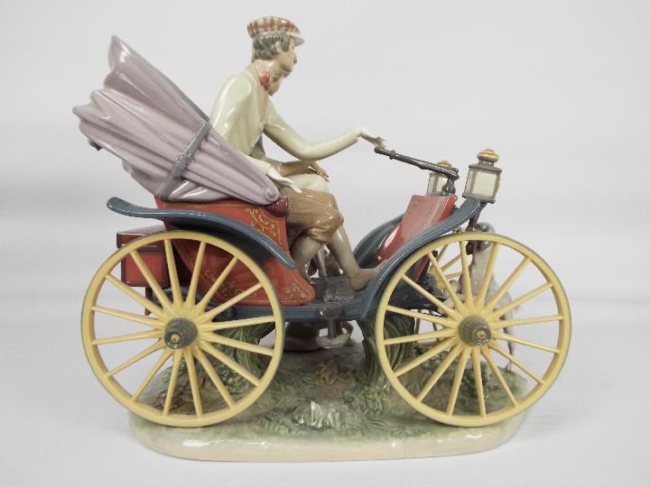 Lladro - A very large, limited edition porcelain group depicting a couple in an early motor vehicle, - Image 9 of 25