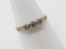 18ct - A yellow and white metal, stone set ring, stamped 18ct PLAT, size J½, approximately 1.