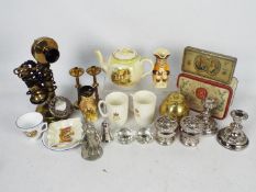 Lot to include plated ware, ceramics, vintage dial telephone and similar.