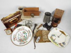 A mixed lot of collectables to include opera glasses, necklaces,