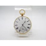 18K - A yellow metal cased pocket watch,