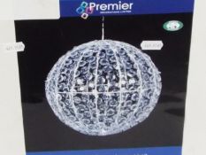 A boxed 30 cm white LED twinkling ball.