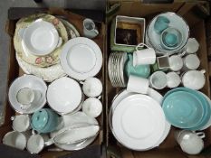 Mixed ceramic table wares to include Wedgwood, Royal Goedewaagen and similar, two boxes.