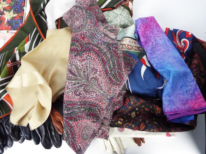 A quantity of lady's accessories to include silk and similar scarves, gloves and other. - Image 6 of 6