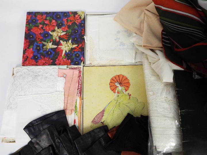 A quantity of lady's accessories to include silk and similar scarves, gloves and other. - Image 3 of 6