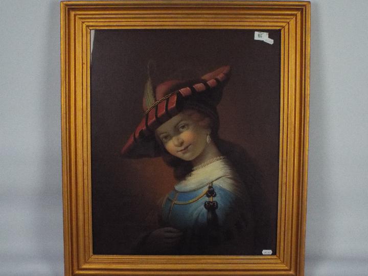 Two framed oil portraits of a lady and a gentleman, copied from a pair of prints, - Image 7 of 7