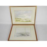 Two watercolours depicting coastal lands