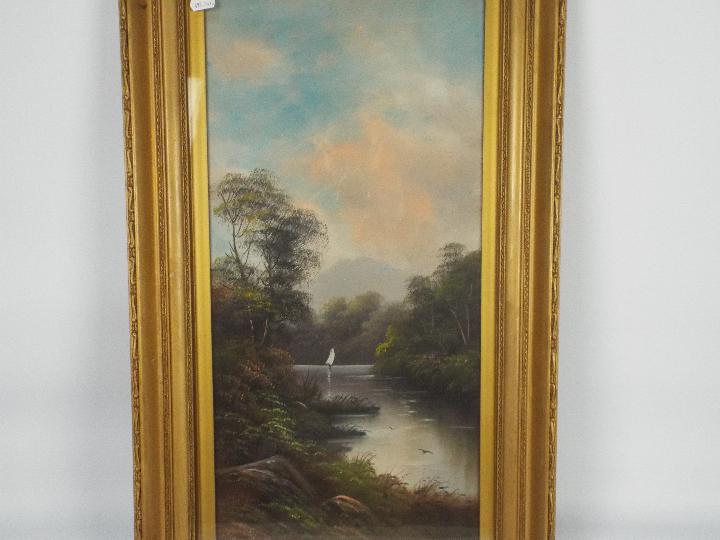 A framed and glazed landscape scene, signed by the artist W Collins, - Image 2 of 4