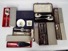 A quantity of plated flatware, cased and boxed, and boxed Royal Worcester ceramics.