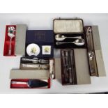 A quantity of plated flatware, cased and boxed, and boxed Royal Worcester ceramics.