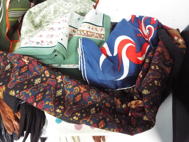 A quantity of lady's accessories to include silk and similar scarves, gloves and other. - Image 5 of 6