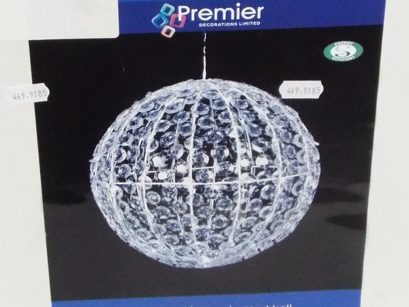A boxed 30 cm white LED twinkling ball.