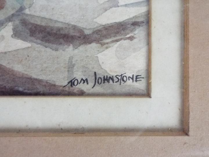 Tom Johnstone, watercolour depicting a bridge crossing a stream, signed lower right, - Image 2 of 2