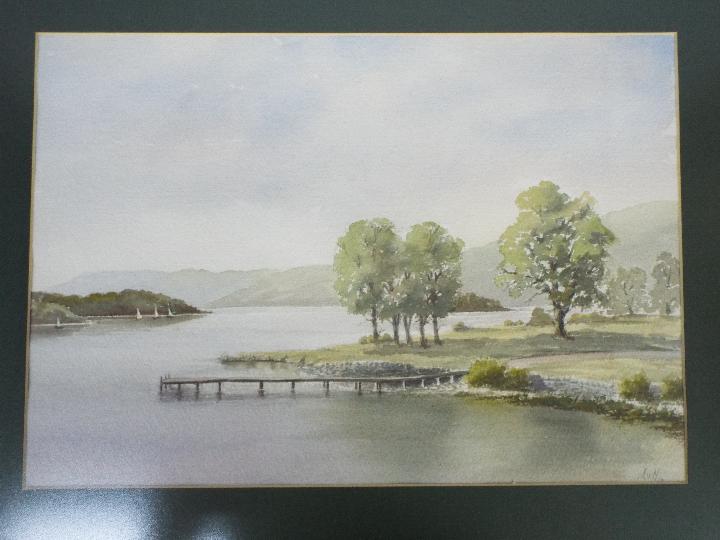 Three watercolour landscape scenes, rural settings, each signed by the artist AWH, - Image 3 of 4