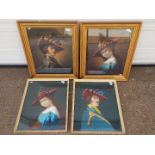 Two framed oil portraits of a lady and a gentleman, copied from a pair of prints,