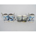 Dambusters related ceramics to include three steins by Davenport and two tankards by Royal Doulton.