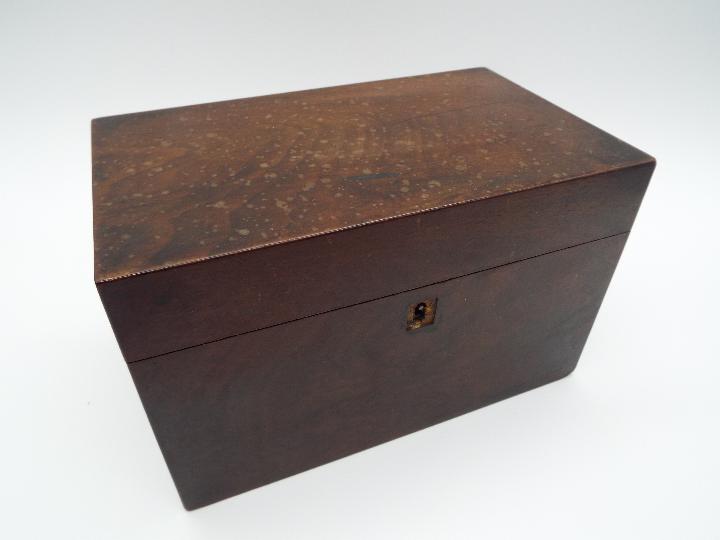 A Victorian mahogany tea chest with fitted interior, one internal lid lacking its handle, approx 14. - Image 2 of 3