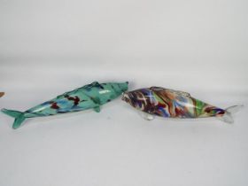 Two Murano style glass fish, approximately 50 cm (l).