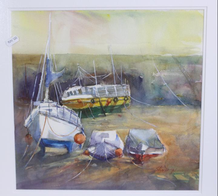 Two framed watercolours, Cornish landscape scenes, signed by the artist Shooqi Atrabi, - Image 3 of 3