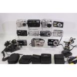 Photography - A box of various cameras to include Nikon, Sony, Vivitar, Fujifilm and similar.