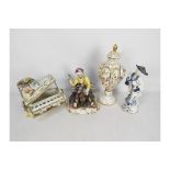 Four pieces of Capodimonte to include a model of a grand piano, largest piece approximately 41 c,