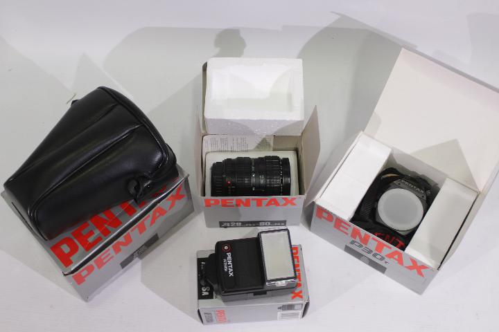 Photography - A boxed Pentax P30T camera body, a boxed Pentax lens, soft case and flash. - Image 2 of 2