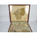 Two framed maps comprising Cheshire and Westmorland, largest approximately 51 cm x 57 cm.