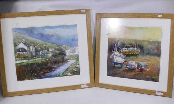 Two framed watercolours, Cornish landscape scenes, signed by the artist Shooqi Atrabi,