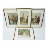 Four coloured etchings after William Tatton Winter,