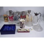 Lot to include decanters, tankards, goblets and similar, part boxed.