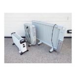 Two oil filled radiators and one convector heater, largest approximately 62 cm (h).