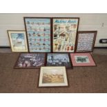 A collection of framed prints, various image sizes.