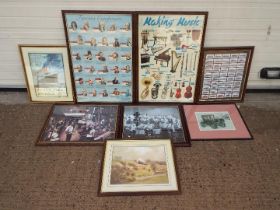 A collection of framed prints, various image sizes.