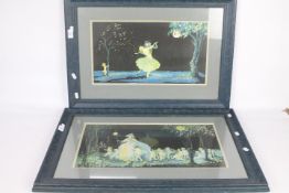 Two prints after Mary Gold, mounted and framed under glass,