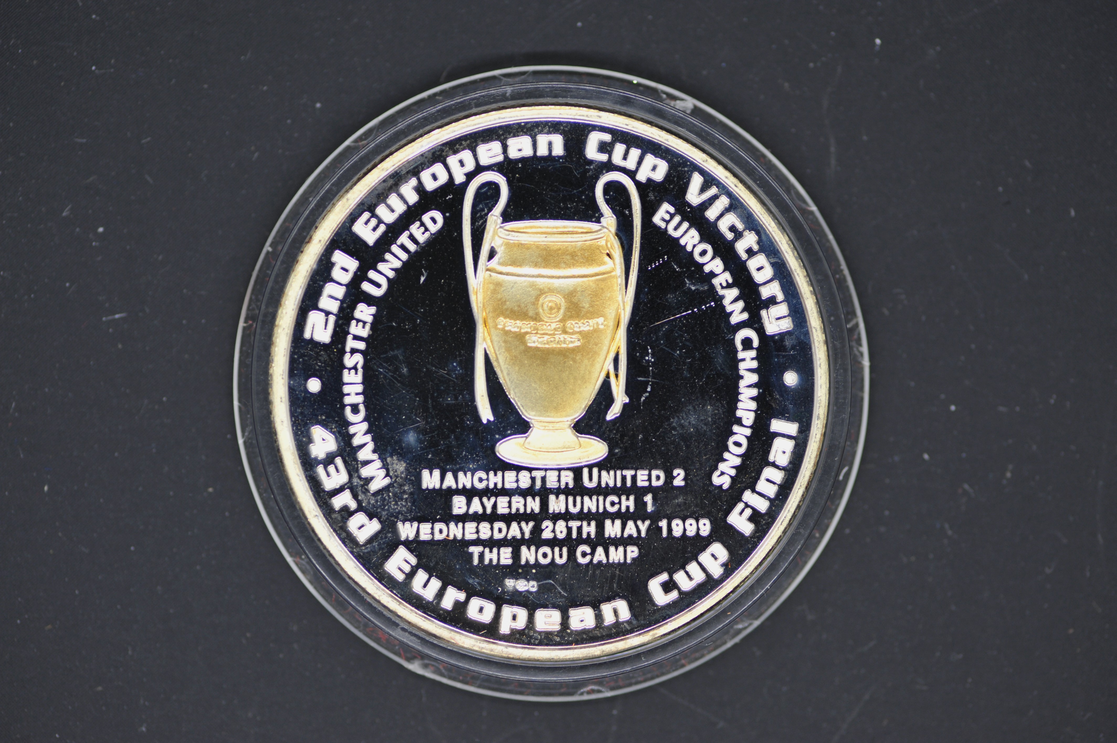Silver - European Cup - Manchester United - a rare 1 troy oz (31.1 grams) fine grade . - Image 2 of 2