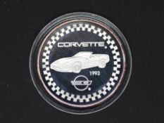 Silver - Corvette 40th Anniversary- A 1 troy oz (31.1 grams) fine grade .