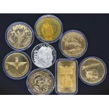 Collectable- Eight collectible coins / medallions struck by Liberty mint in the USA.