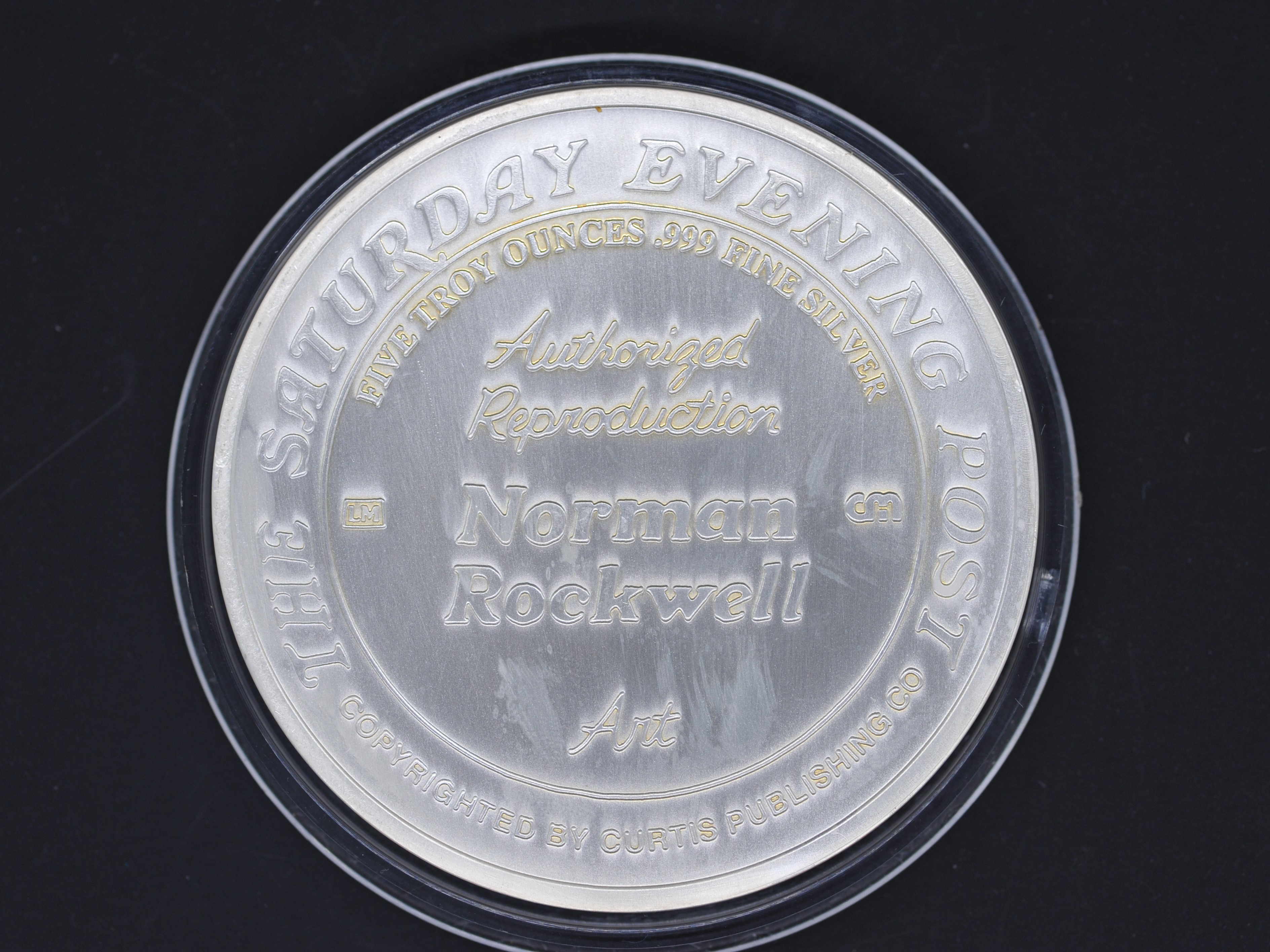 Silver - Norman Rockwell 100 years of baseball - A RARE 5 troy oz (141.7 grams) fine grade . - Image 2 of 2