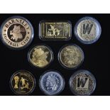 Collectable - Eight collectible coins / medallions struck by Liberty mint in the USA.