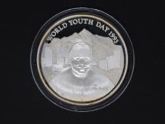 Silver - World youth day Pope- A 1 troy oz (31.1 grams) fine grade .