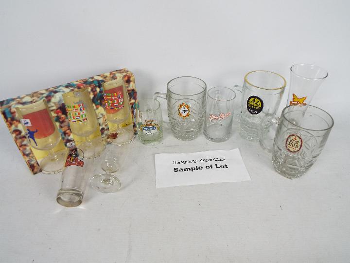 A large collection of predominantly branded drinking glasses, three boxes. - Image 2 of 5