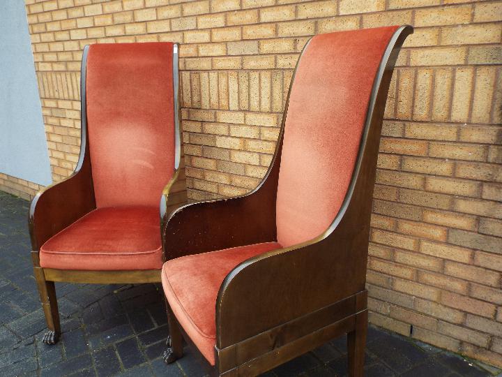 An upholstered pair of throne chairs, th - Image 5 of 5