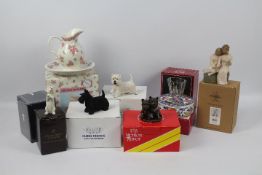 A collection of boxed ornaments, ceramic